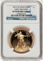 2013-W Proof Gold Eagle 1 oz ER Blue NGC PF70