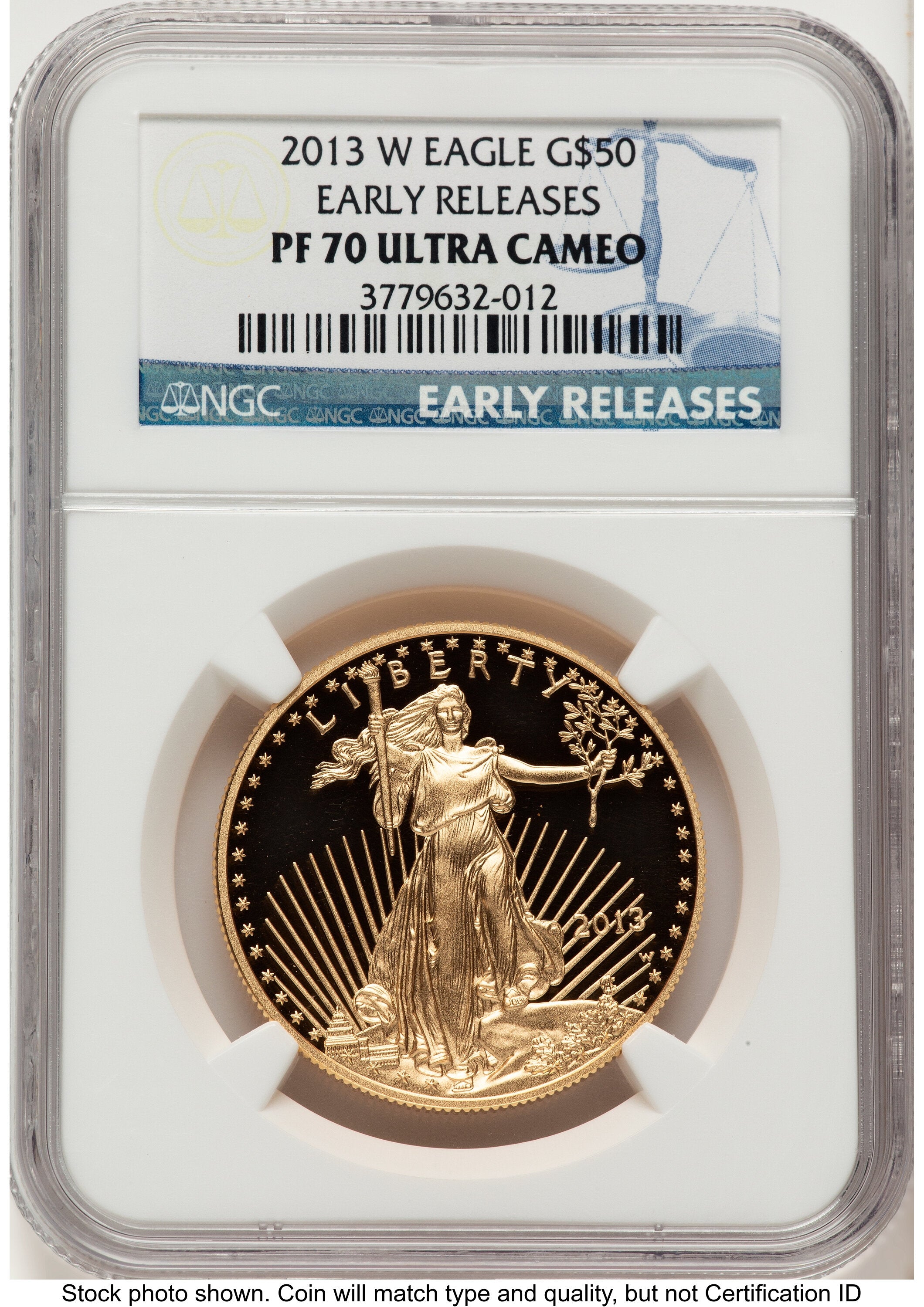 2013-W Proof Gold Eagle 1 oz ER Blue NGC PF70