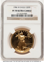 1986-W Proof Gold Eagle 1 oz Brown Label NGC PF70