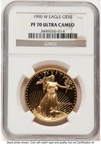 1990-W Proof Gold Eagle 1 oz Brown Label NGC PF70