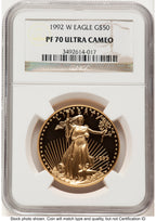1992-W Proof Gold Eagle 1 oz Brown Label NGC PF70