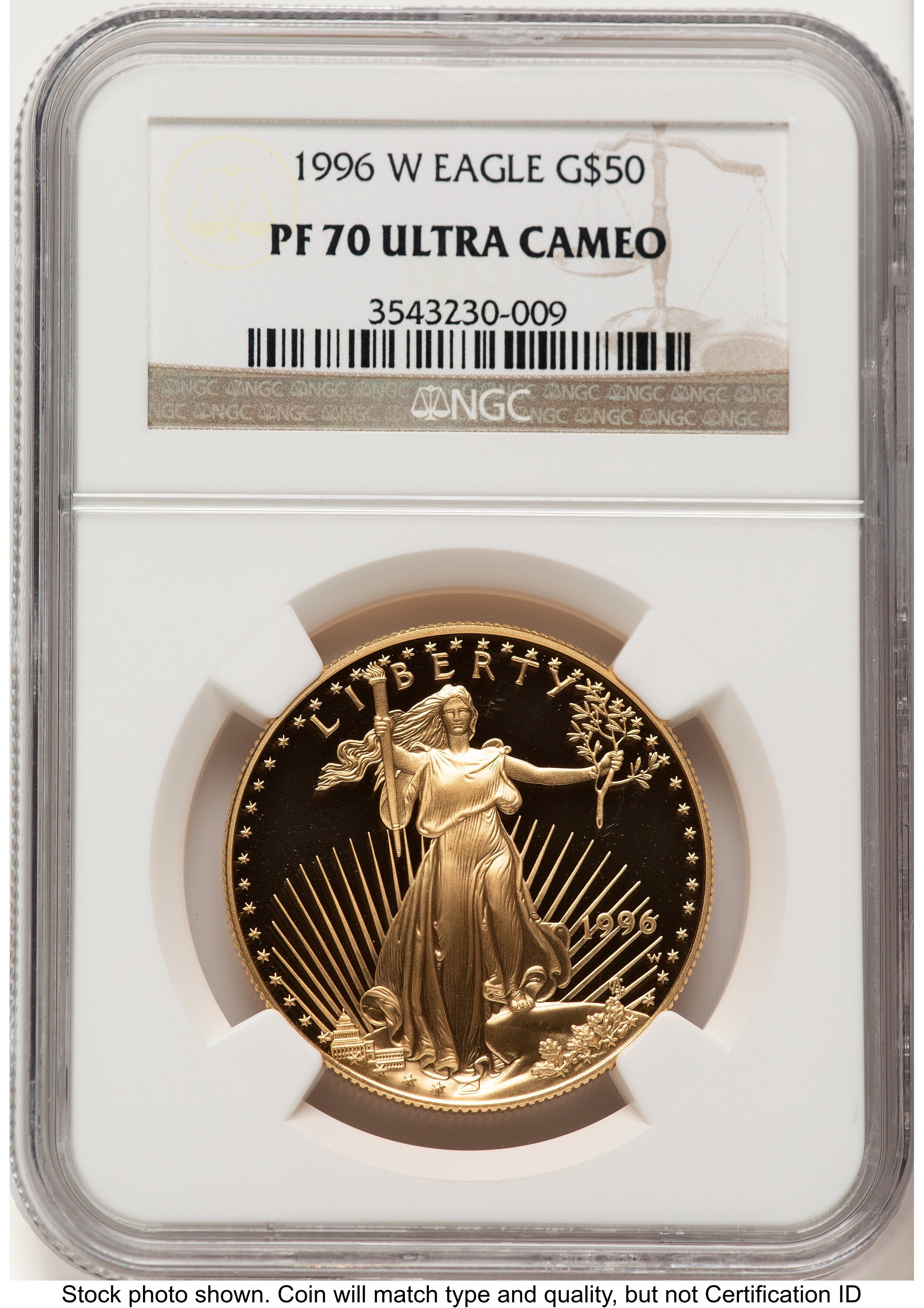1996-W Proof Gold Eagle 1 oz Brown Label NGC PF70