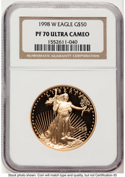 1998-W Proof Gold Eagle 1 oz Brown Label NGC PF70