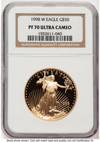 1998-W Proof Gold Eagle 1 oz Brown Label NGC PF70