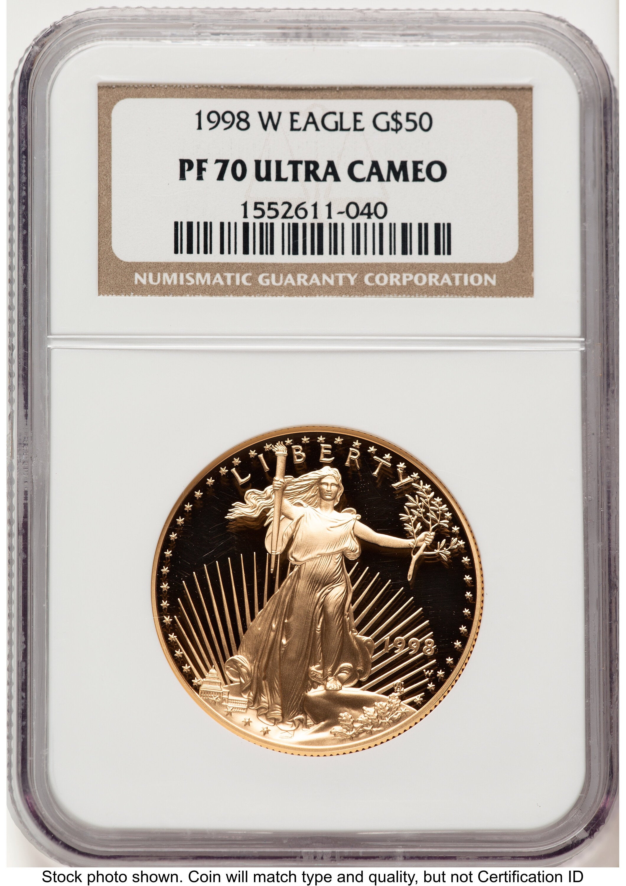 1998-W Proof Gold Eagle 1 oz Brown Label NGC PF70