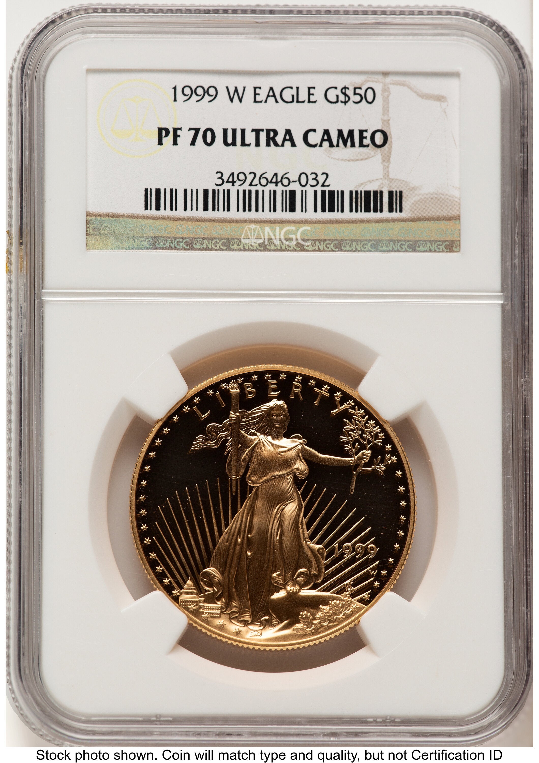 1999-W Proof Gold Eagle 1 oz Brown Label NGC PF70