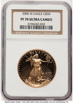 2000-W Proof Gold Eagle 1 oz Brown Label NGC PF70