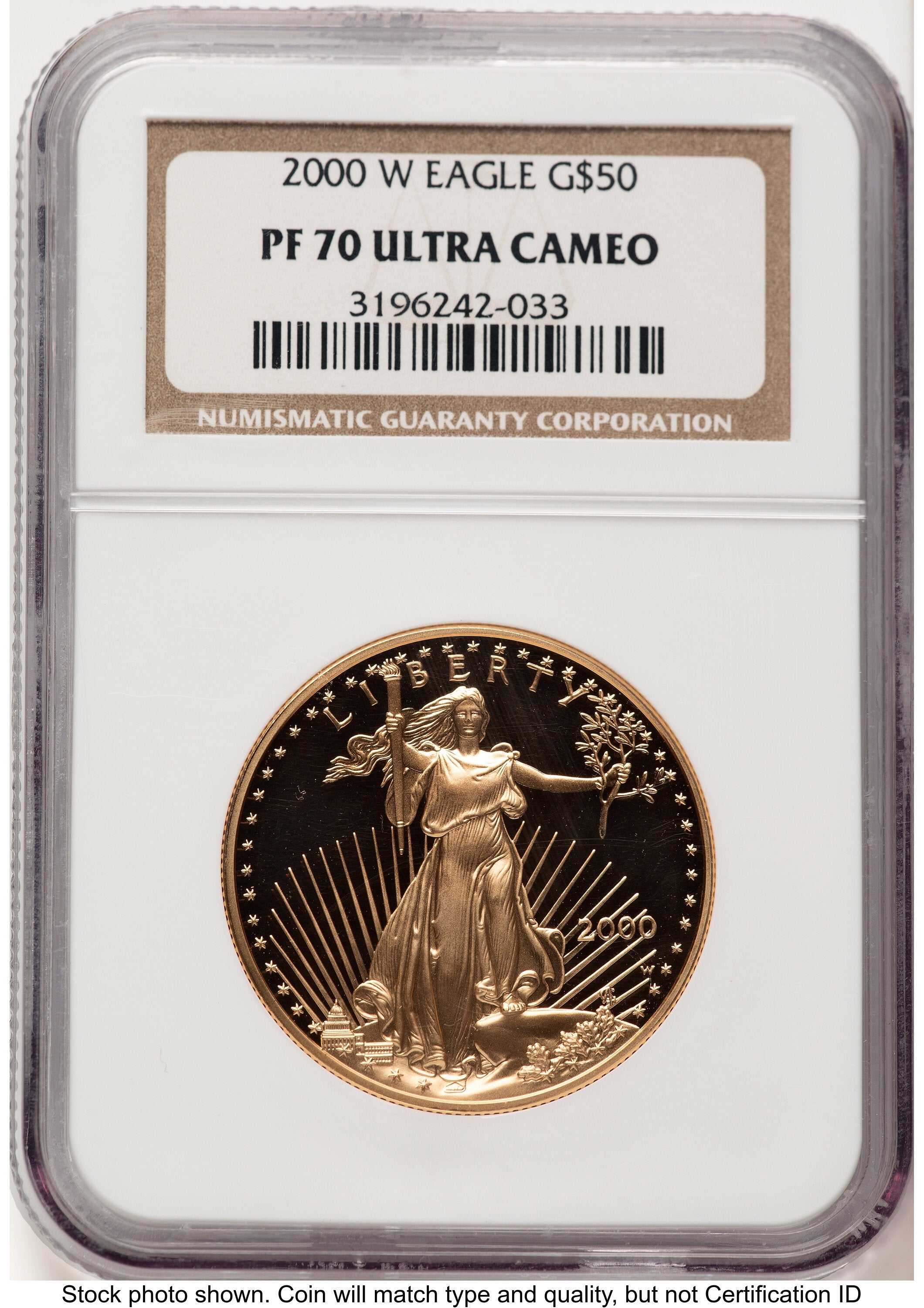2000-W Proof Gold Eagle 1 oz Brown Label NGC PF70