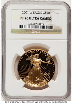 2001-W Proof Gold Eagle 1 oz Brown Label NGC PF70