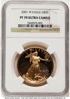 2001-W Proof Gold Eagle 1 oz Brown Label NGC PF70