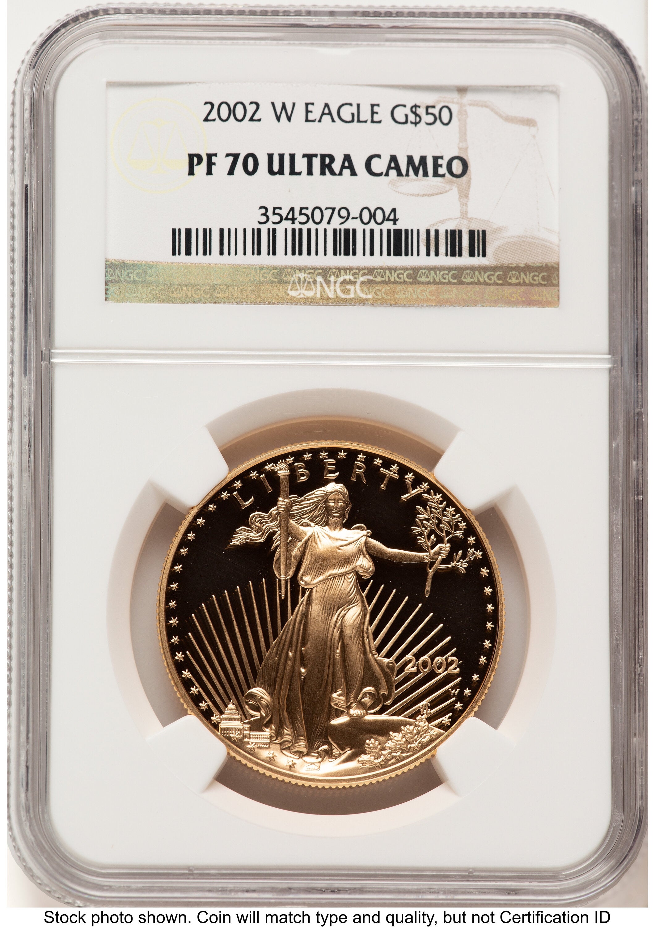 2002-W Proof Gold Eagle 1 oz Brown Label NGC PF70