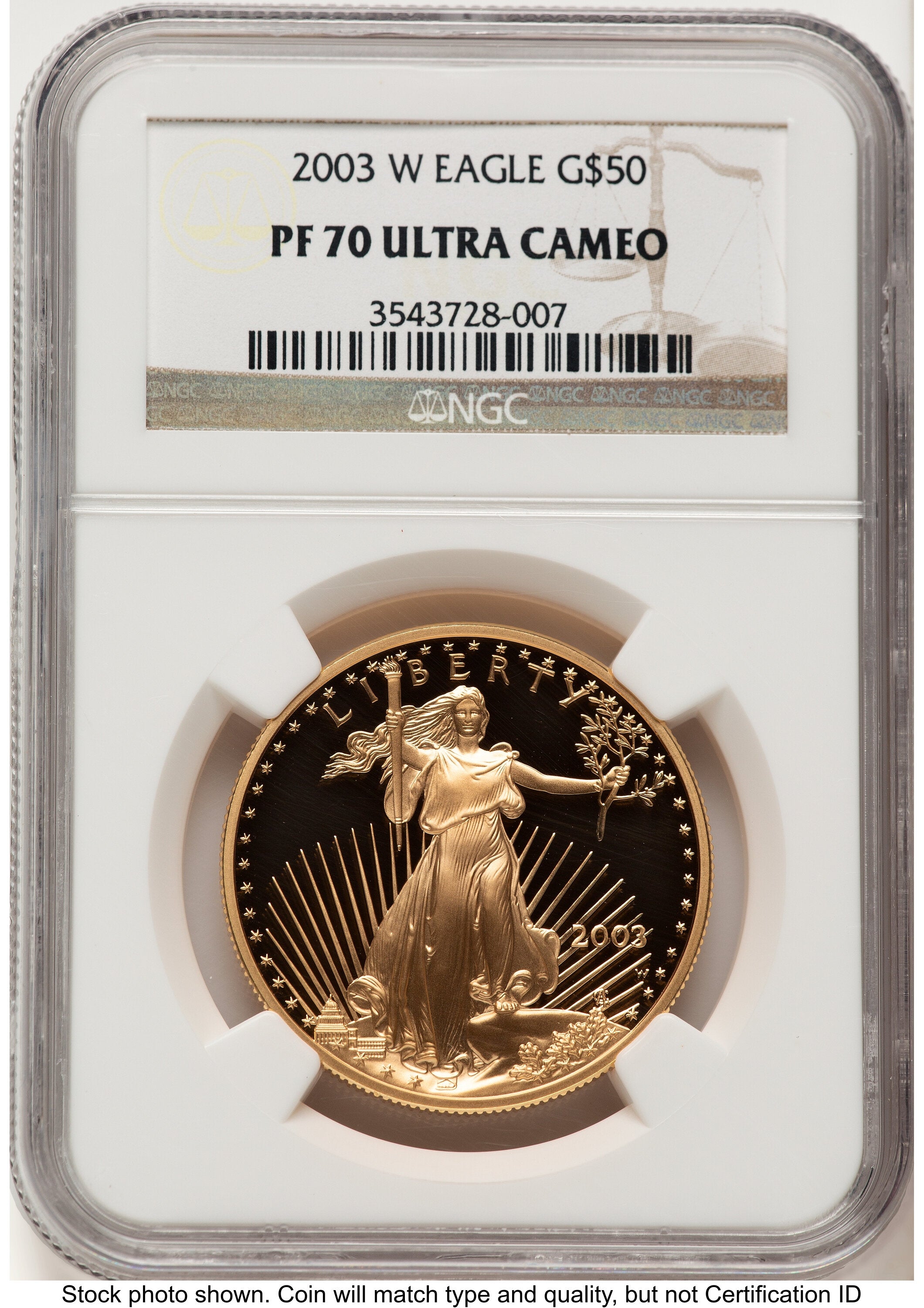 2003-W Proof Gold Eagle 1 oz Brown Label NGC PF70