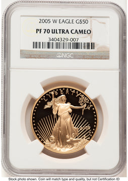 2005-W Proof Gold Eagle 1 oz Brown Label NGC PF70