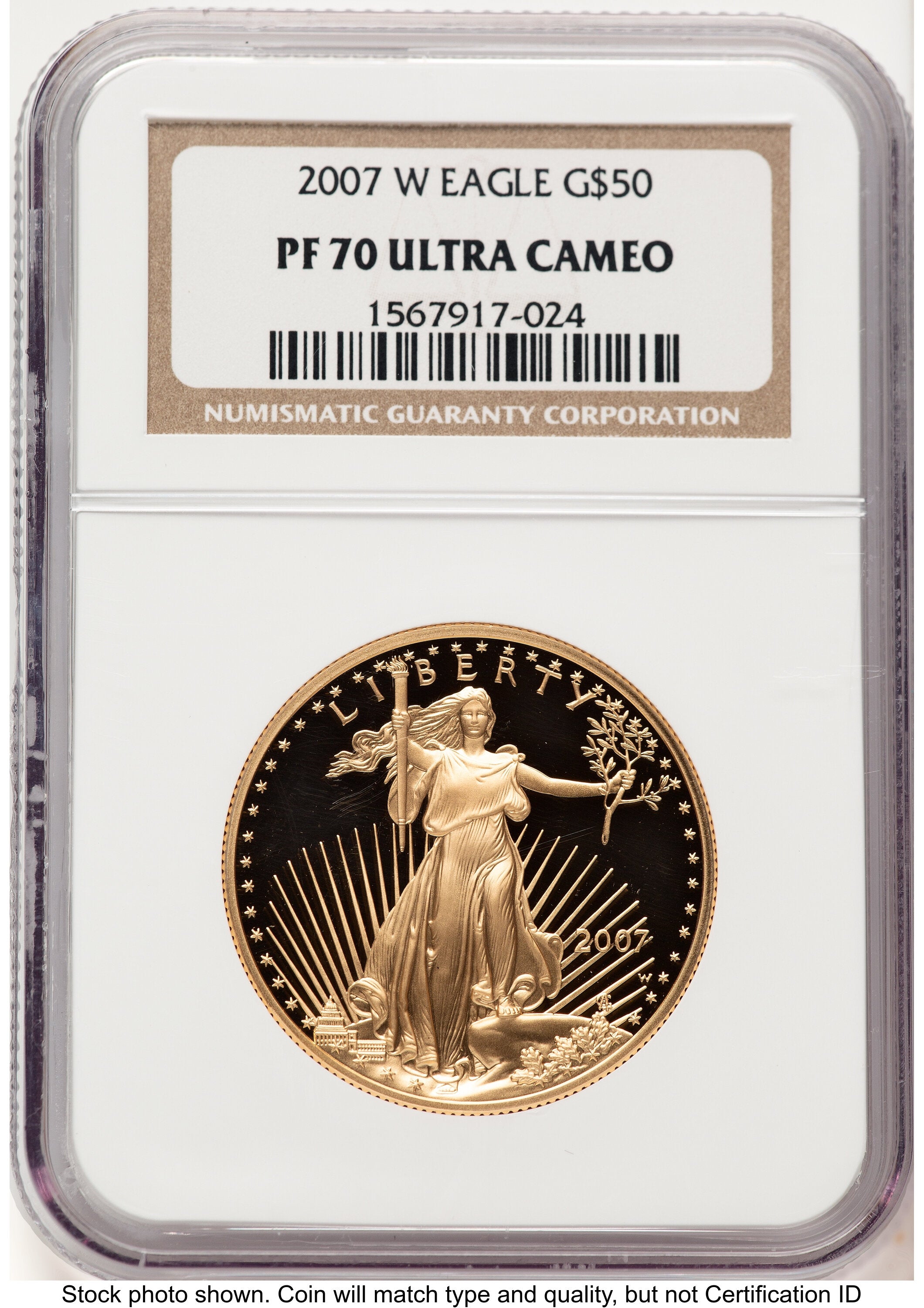 2007-W Proof Gold Eagle 1 oz Brown Label NGC PF70