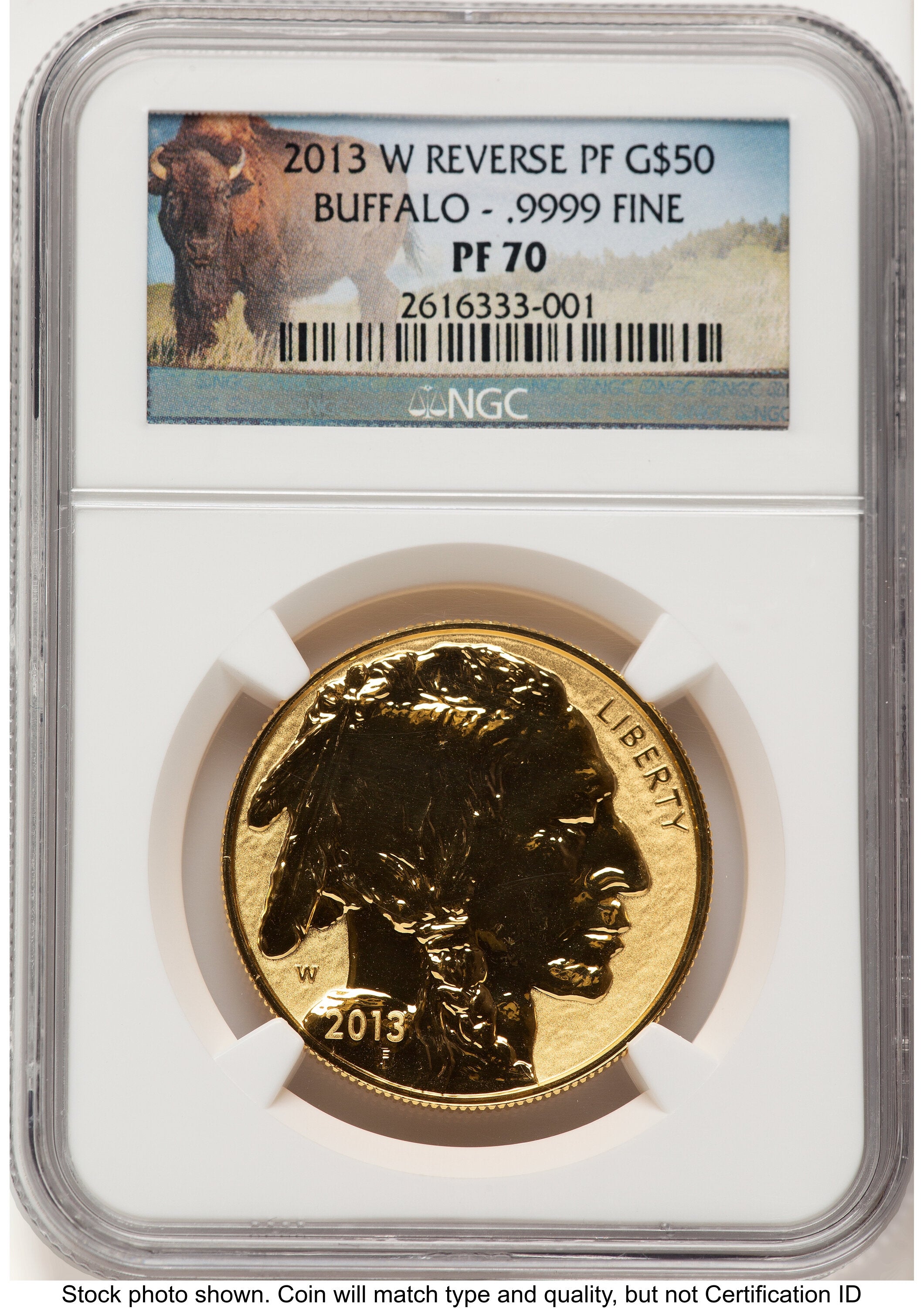 2013-W Reverse Proof Gold Buffalo 1 oz Bison Label NGC PF70