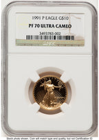 1991-P Proof Gold Eagle 1/4 oz Brown Label NGC PF70