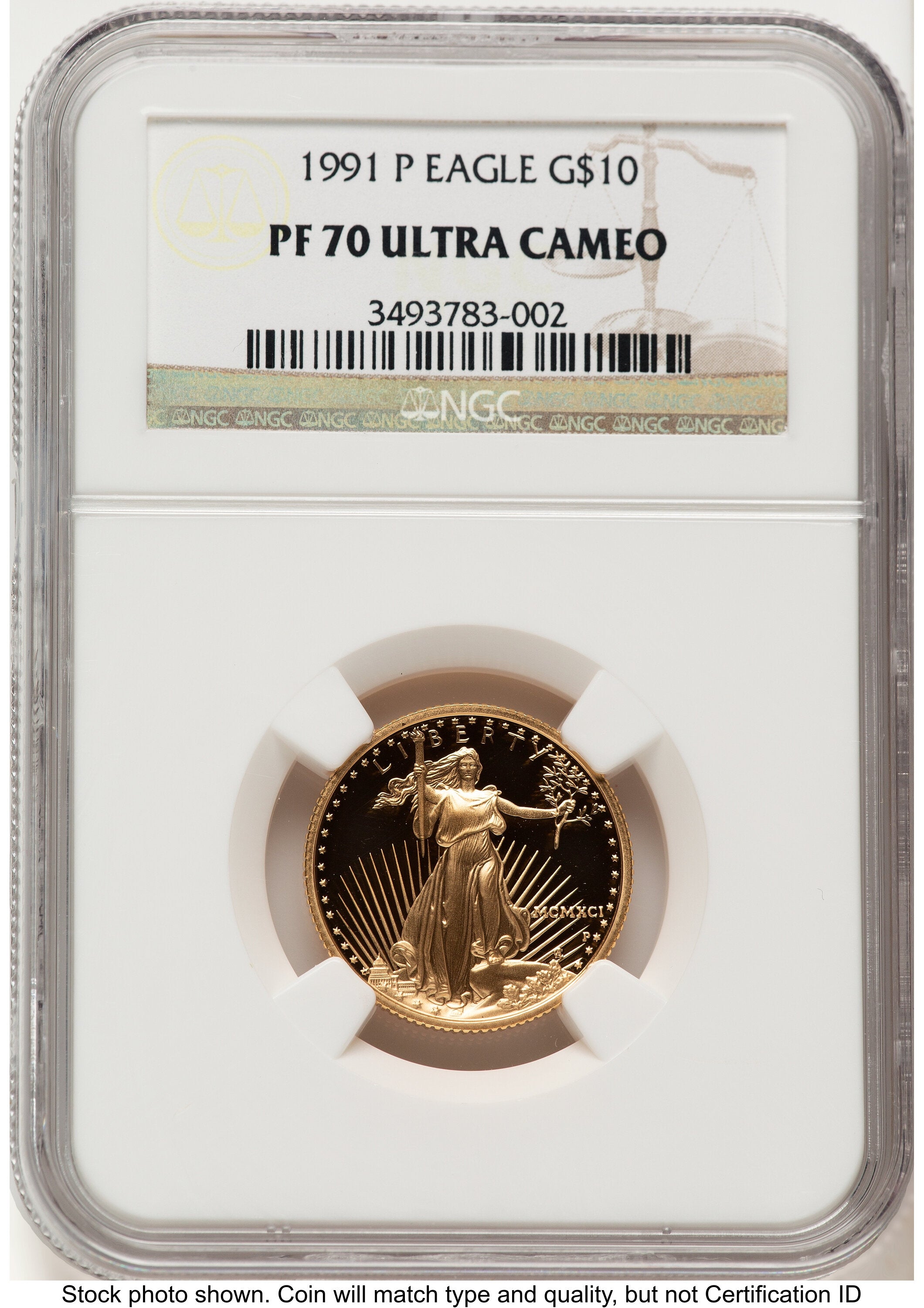 1991-P Proof Gold Eagle 1/4 oz Brown Label NGC PF70
