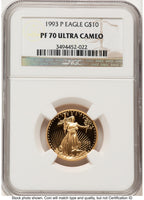 1993-P Proof Gold Eagle 1/4 oz Brown Label NGC PF70