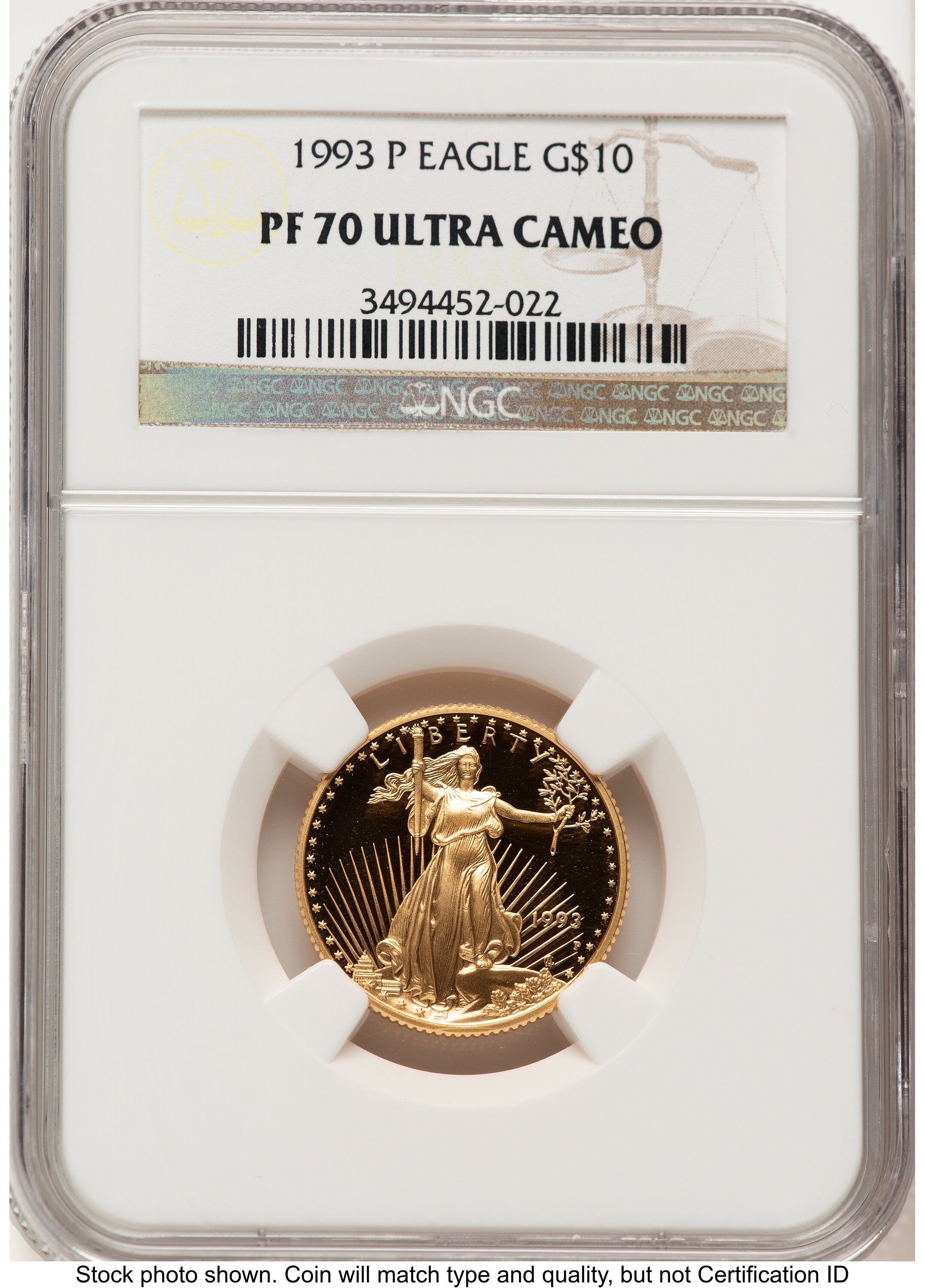 1993-P Proof Gold Eagle 1/4 oz Brown Label NGC PF70