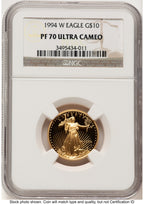 1994-W Proof Gold Eagle 1/4 oz Brown Label NGC PF70
