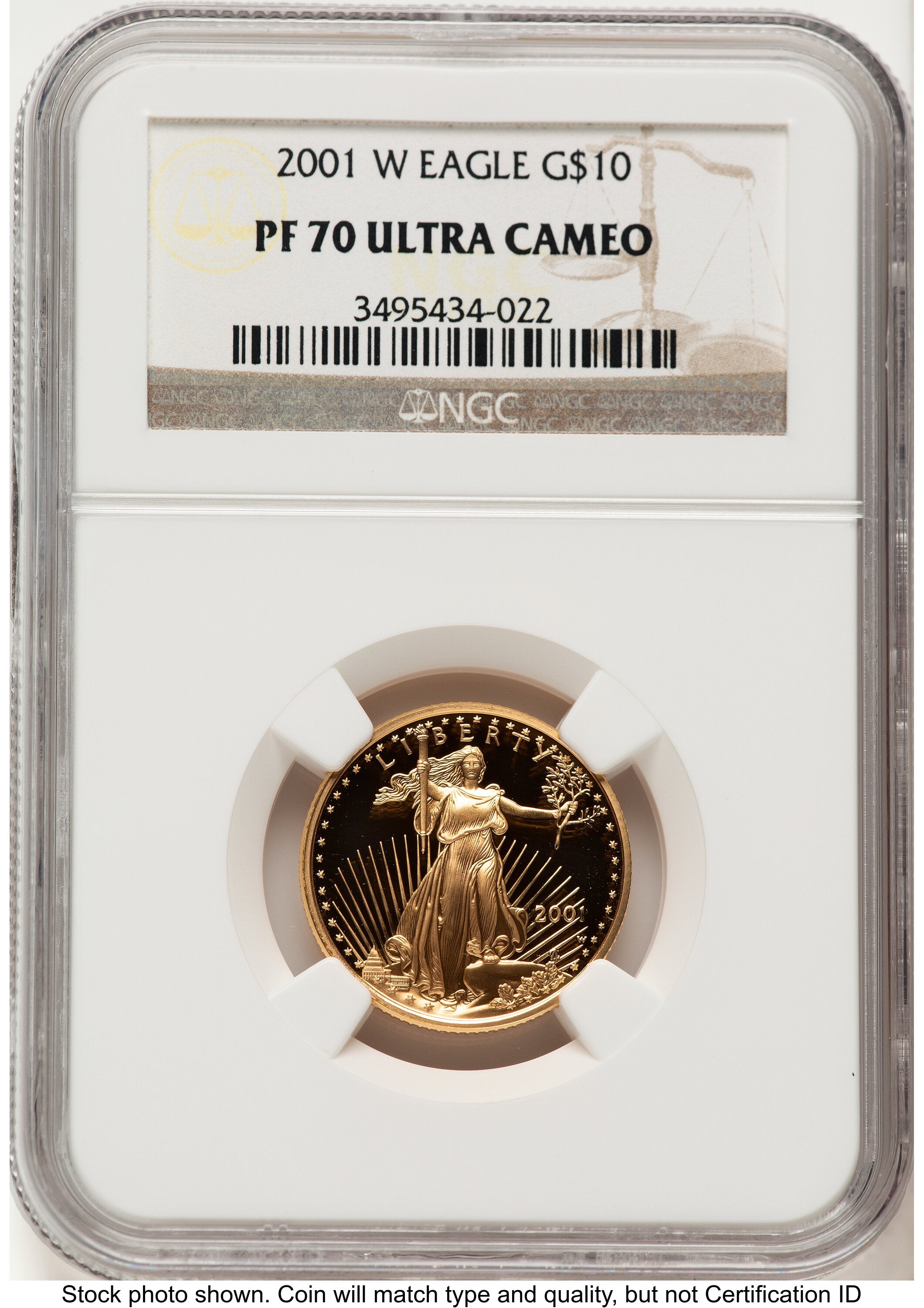 2001-W Proof Gold Eagle 1/4 oz Brown Label NGC PF70