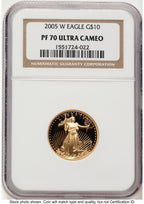 2005-W Proof Gold Eagle 1/4 oz Brown Label NGC PF70