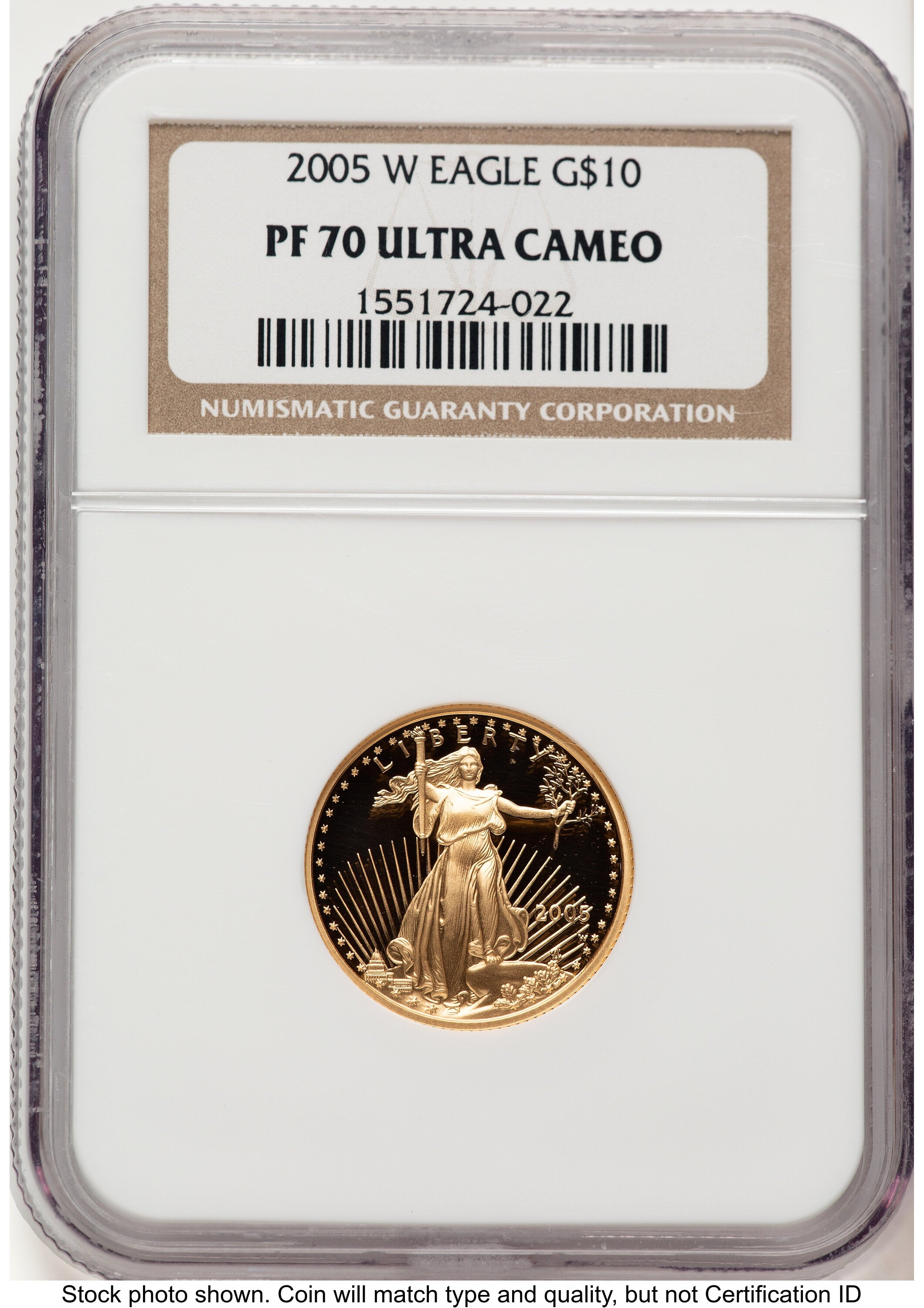 2005-W Proof Gold Eagle 1/4 oz Brown Label NGC PF70