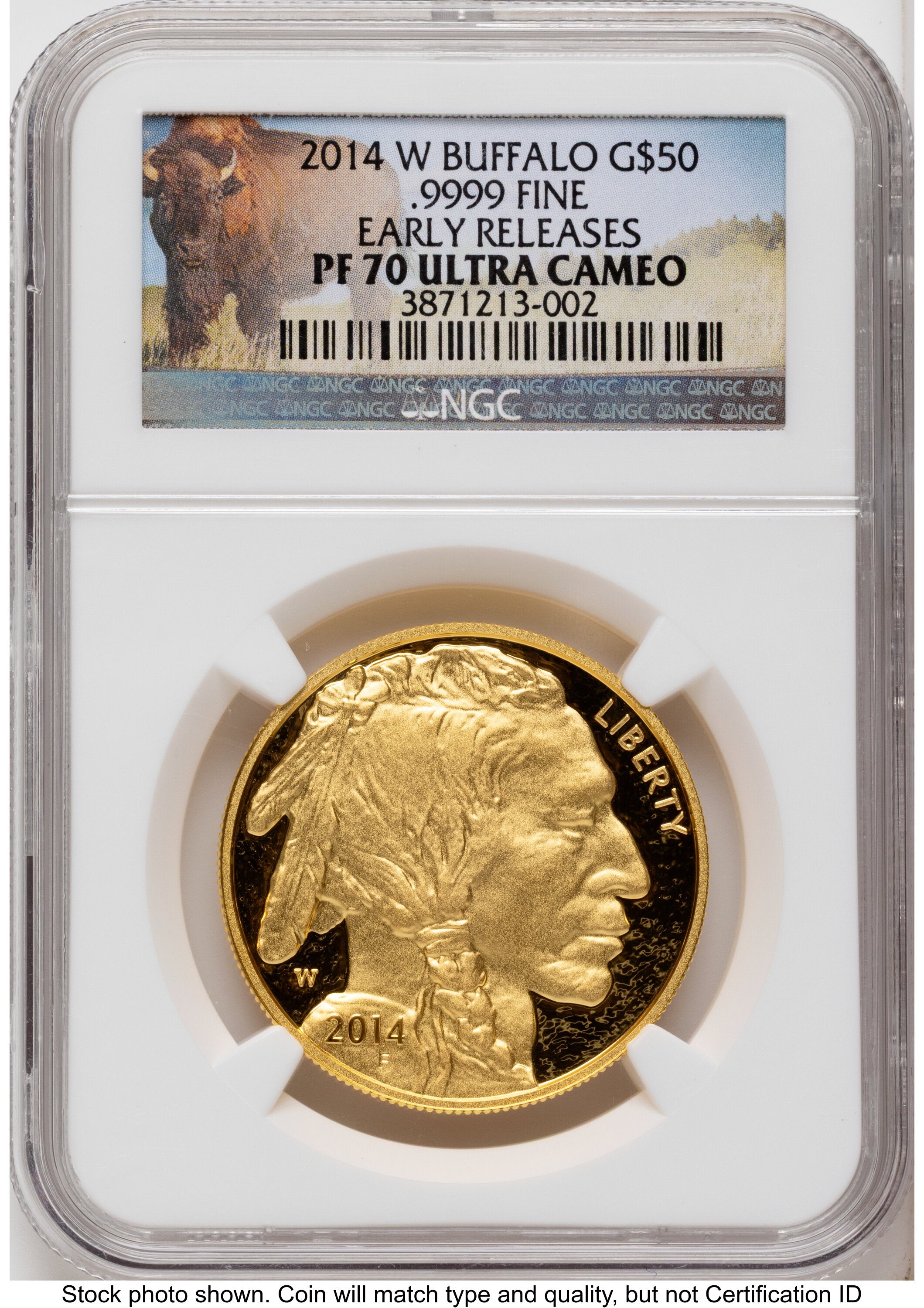 2014-W Proof Gold Buffalo 1 oz ER Bison Label NGC PF70