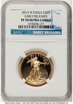 2013-W Proof Gold Eagle 1/2 oz ER Blue NGC PF70