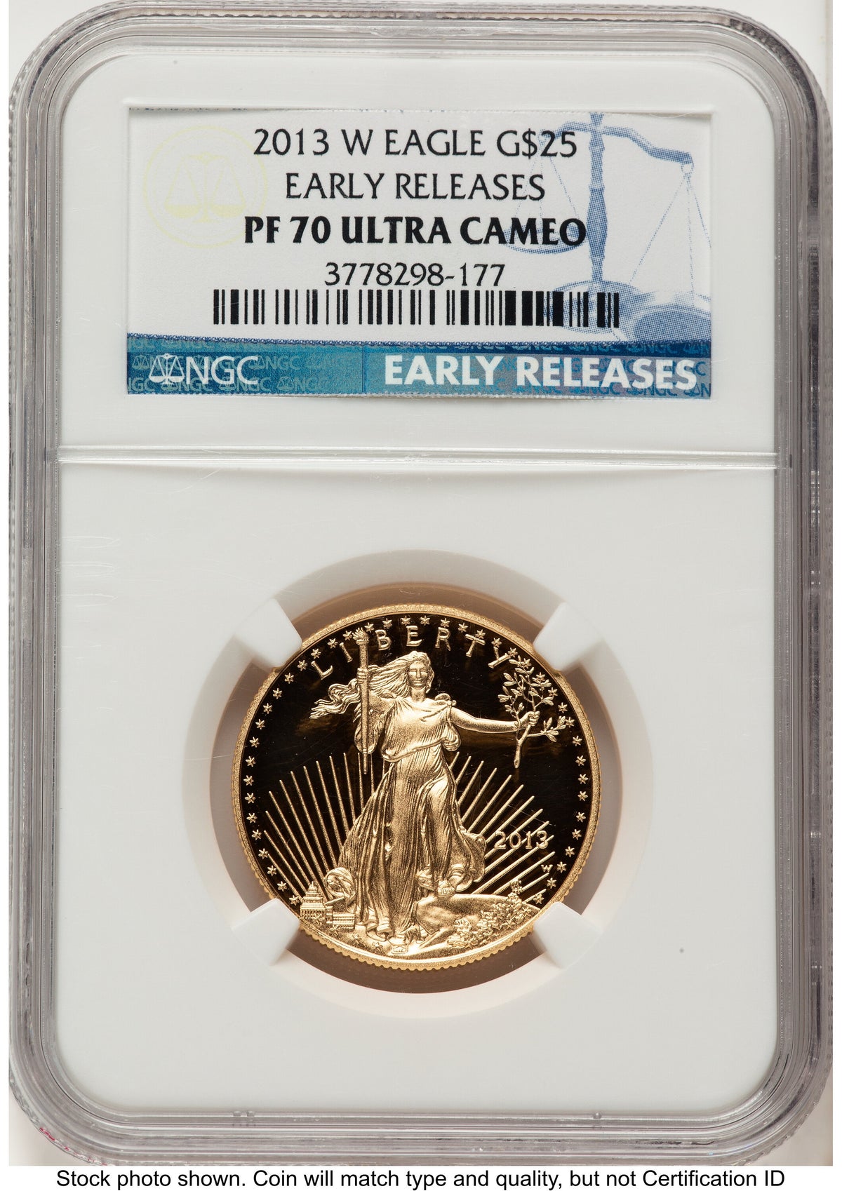 2013-W Proof Gold Eagle 1/2 oz ER Blue NGC PF70
