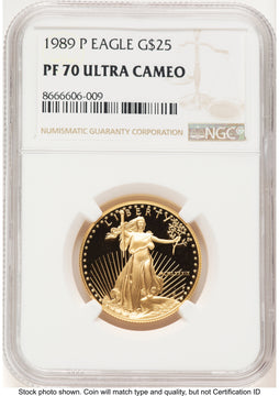1989-P Proof Gold Eagle 1/2 oz Brown Label NGC PF70