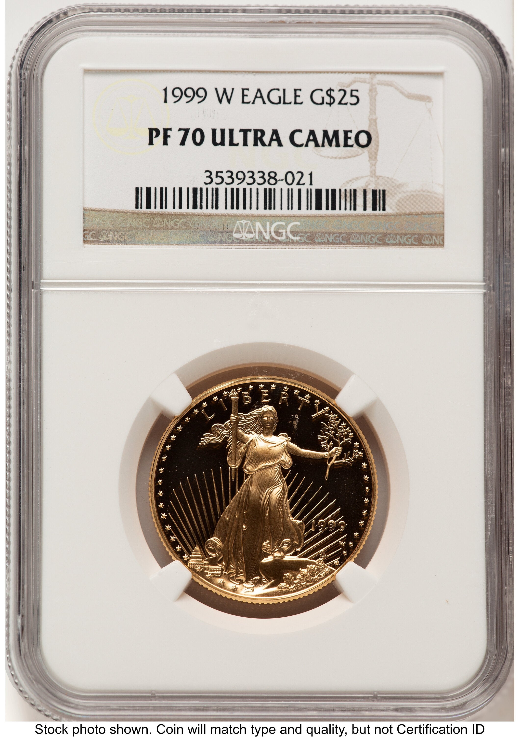 1999-W Proof Gold Eagle 1/2 oz Brown Label NGC PF70