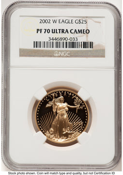 2002-W Proof Gold Eagle 1/2 oz Brown Label NGC PF70