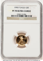 1990-P Proof Gold Eagle 1/10 oz Brown Label NGC PF70