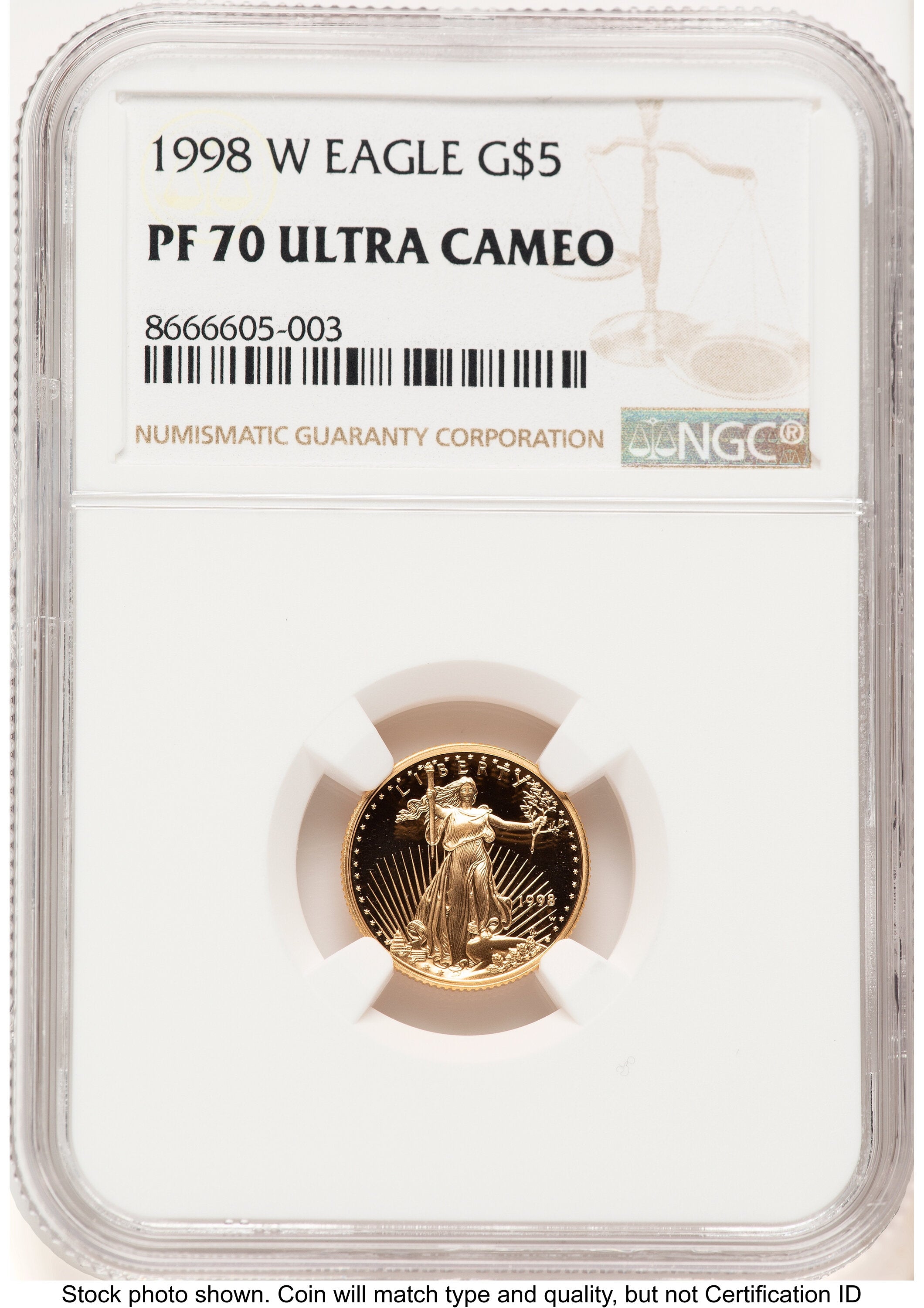 1998-W Proof Gold Eagle 1/10 oz Brown Label NGC PF70
