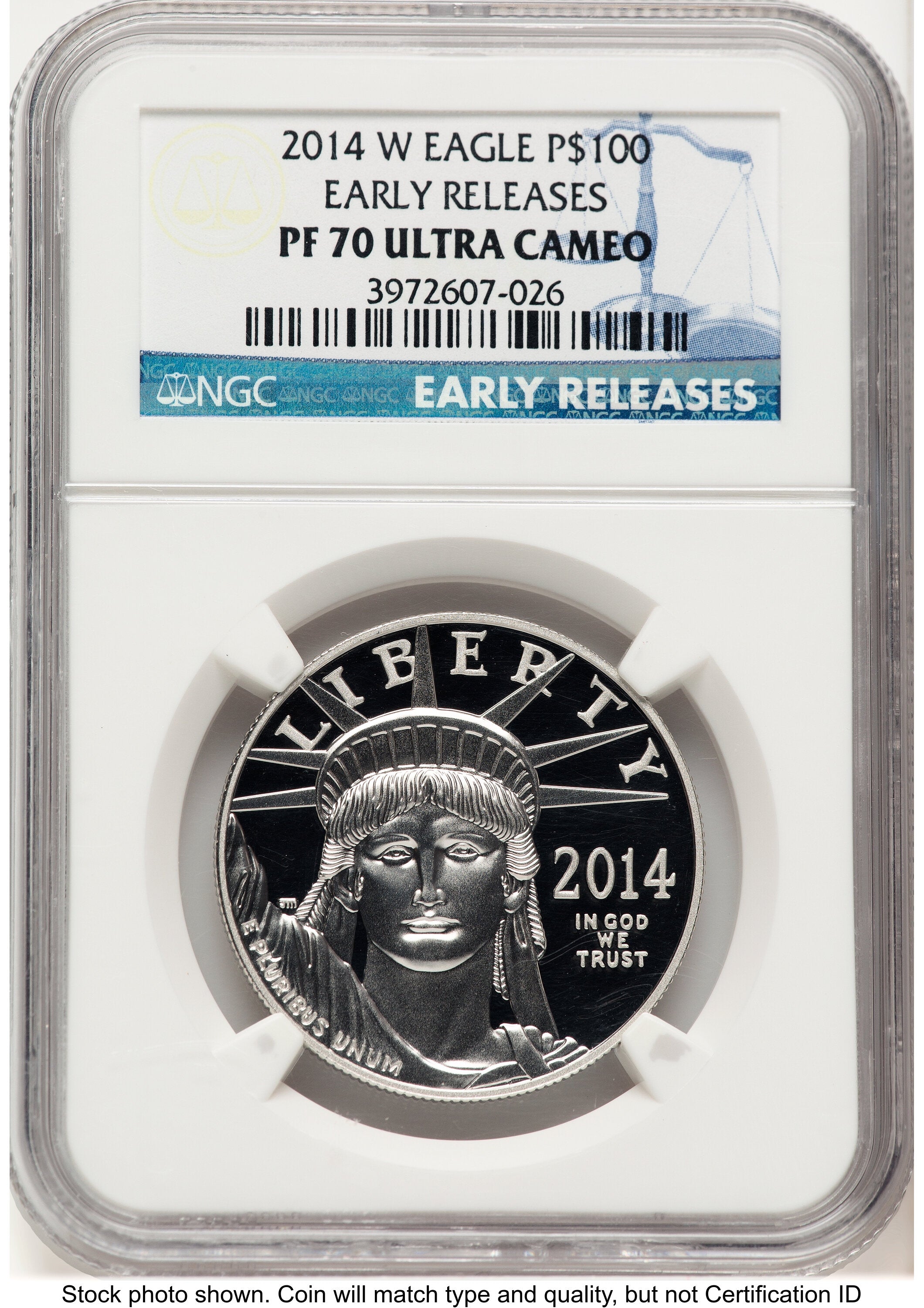 2014-W Proof Platinum Eagle 1 oz ER Blue NGC PF70
