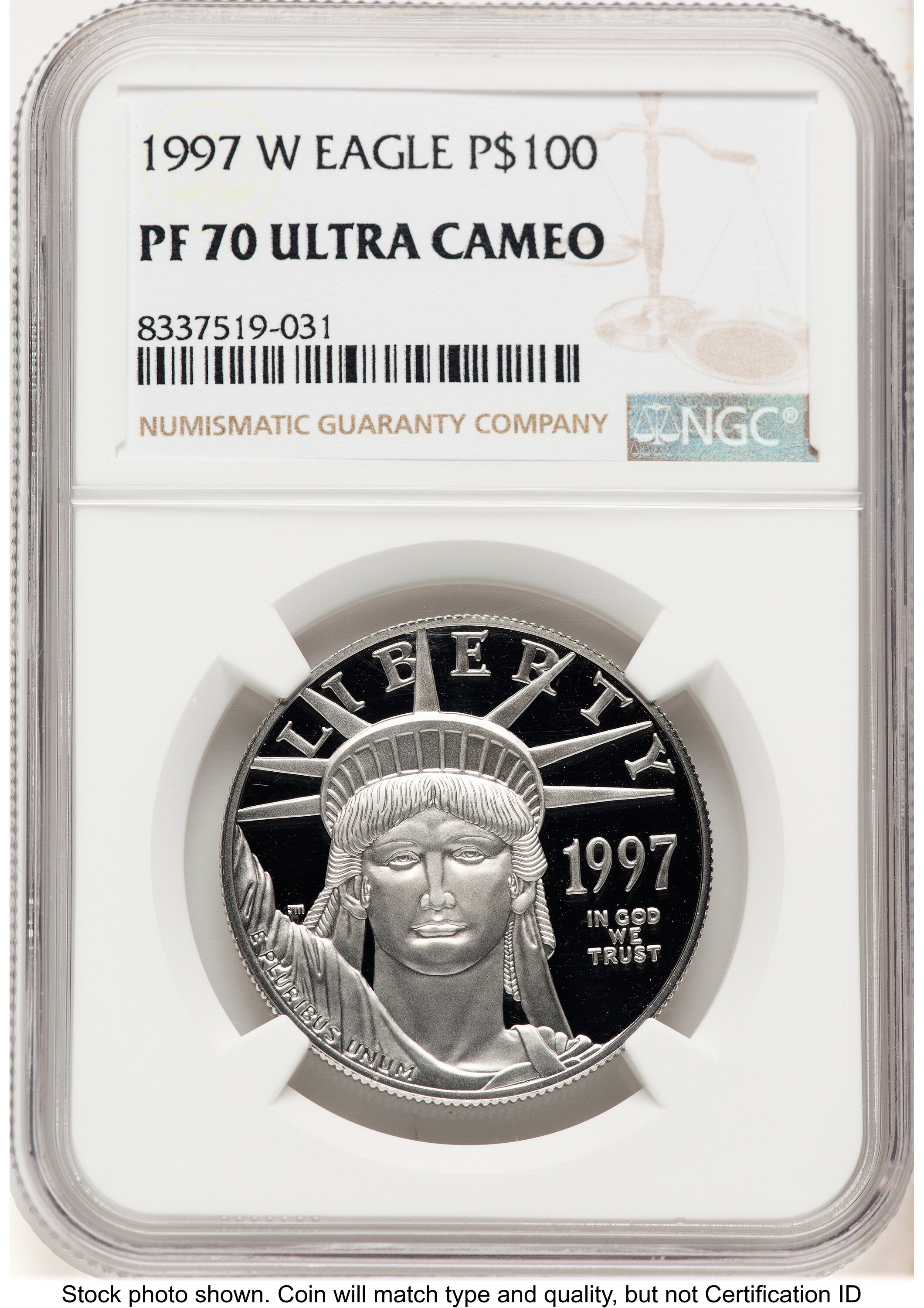 1997-W Proof Platinum Eagle 1 oz Brown Label NGC PF70
