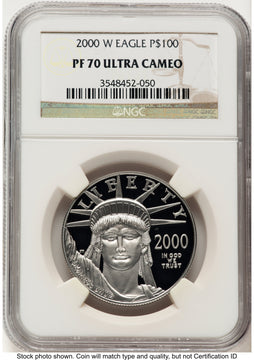 2000-W Proof Platinum Eagle 1 oz Brown Label NGC PF70