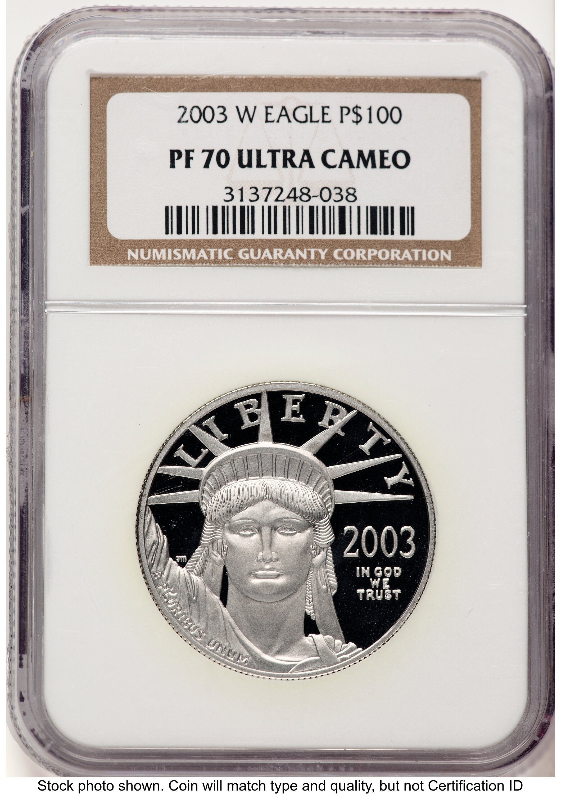 2003-W Proof Platinum Eagle 1 oz Brown Label NGC PF70