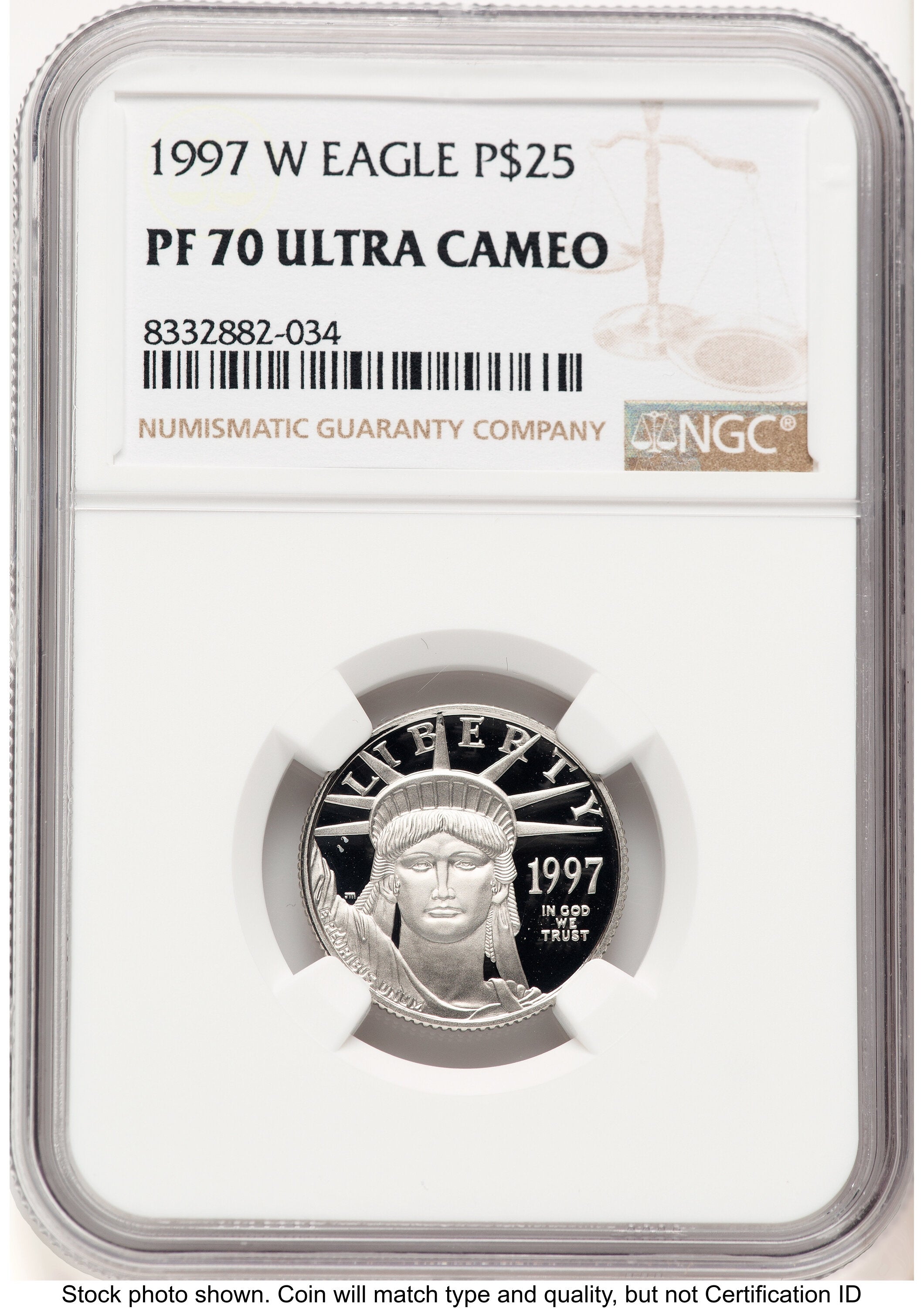 1997-W Proof Platinum Eagle 1/4 oz Brown Label NGC PF70