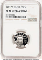 2001-W Proof Platinum Eagle 1/4 oz Brown Label NGC PF70