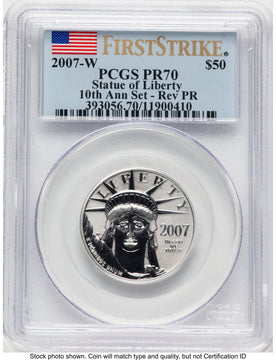2007-W Reverse Proof Platinum Eagle 1/2 oz FS Flag PCGS PR70