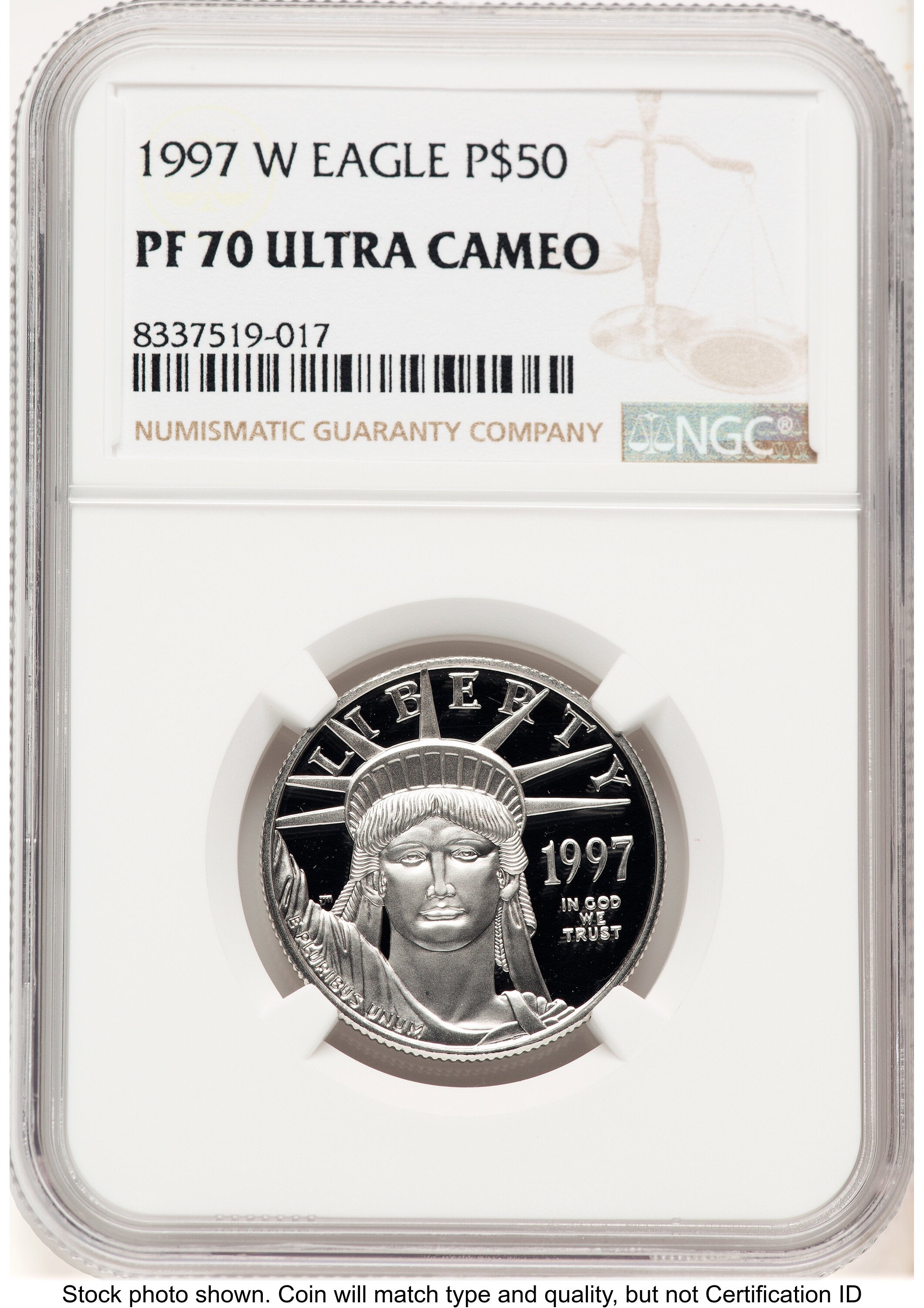 1997-W Proof Platinum Eagle 1/2 oz Brown Label NGC PF70