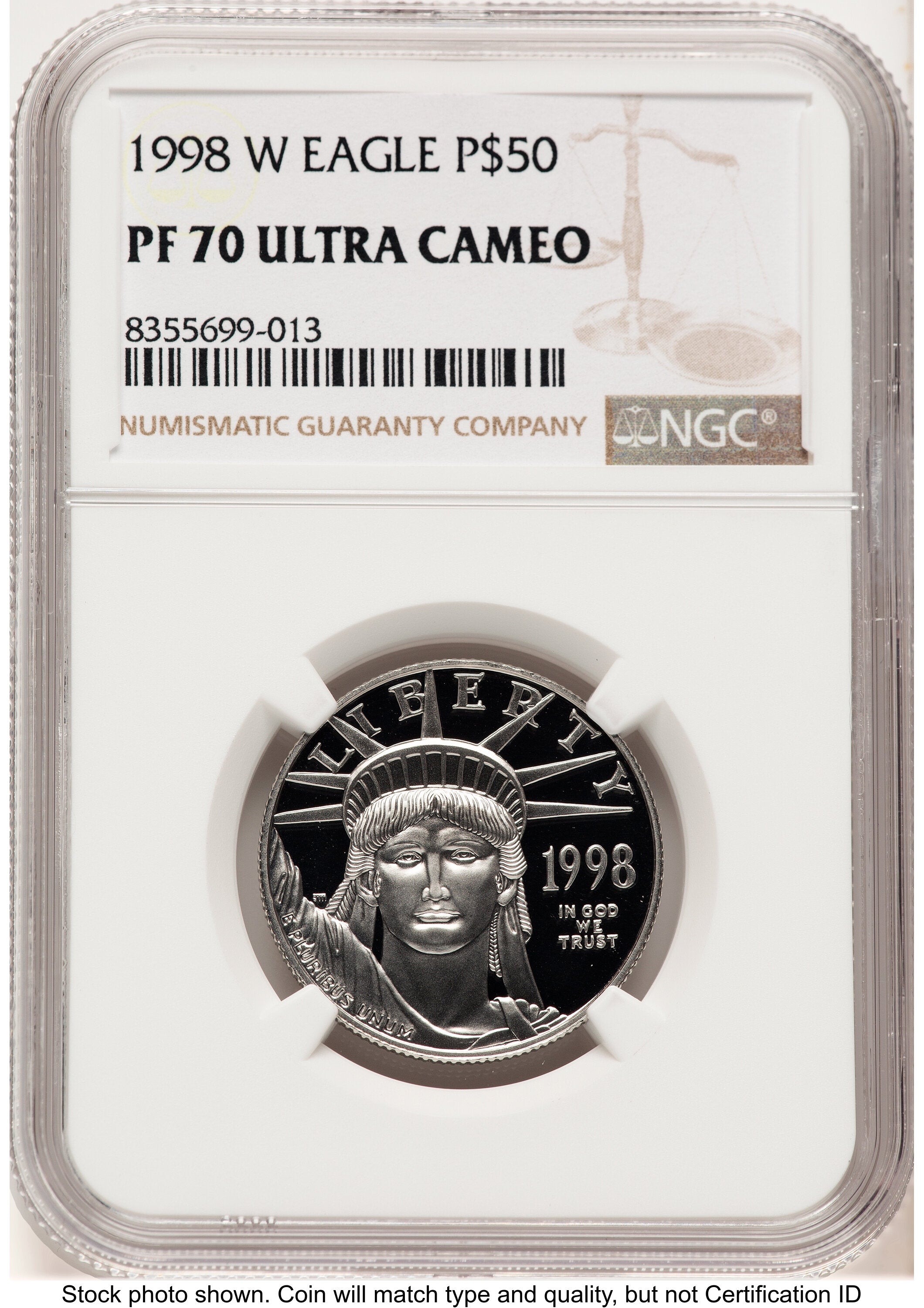 1998-W Proof Platinum Eagle 1/2 oz Brown Label NGC PF70