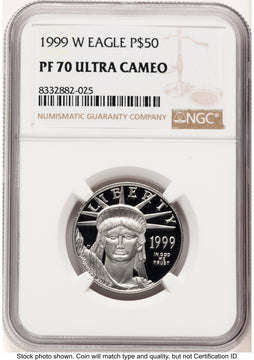 1999-W Proof Platinum Eagle 1/2 oz Brown Label NGC PF70