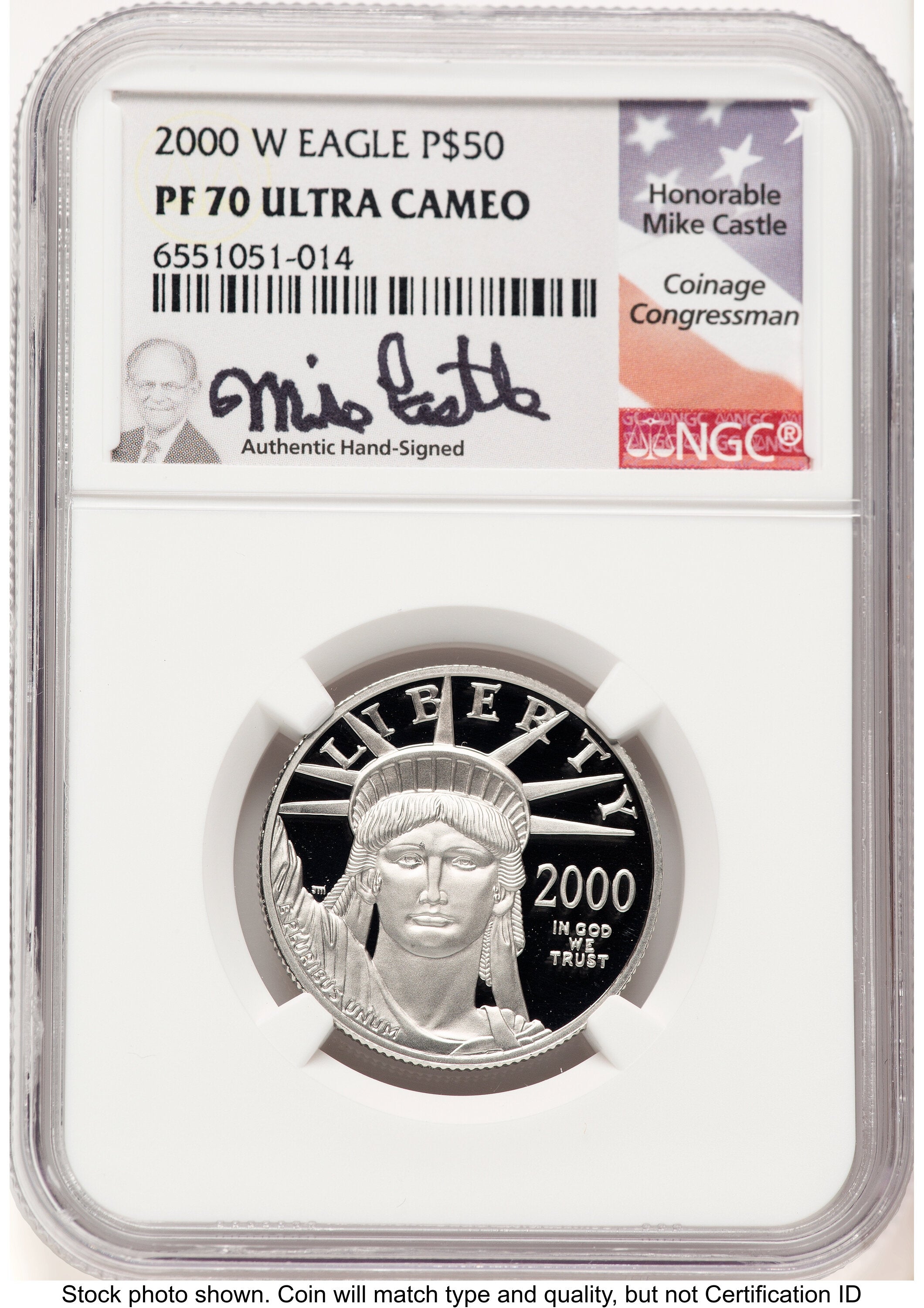 2000-W Proof Platinum Eagle 1/2 oz Brown Label NGC PF70