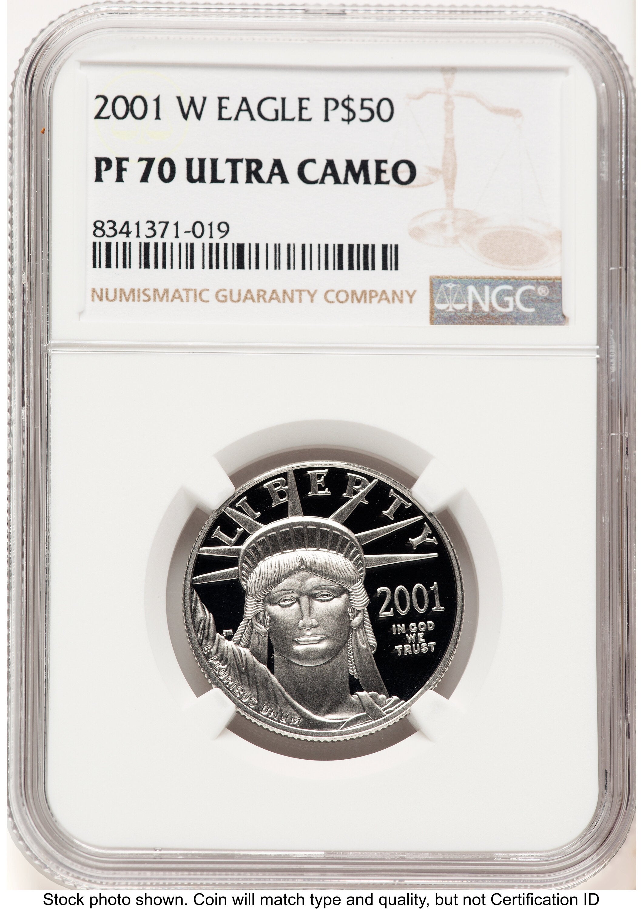2001-W Proof Platinum Eagle 1/2 oz Brown Label NGC PF70