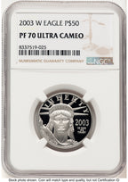 2003-W Proof Platinum Eagle 1/2 oz Brown Label NGC PF70