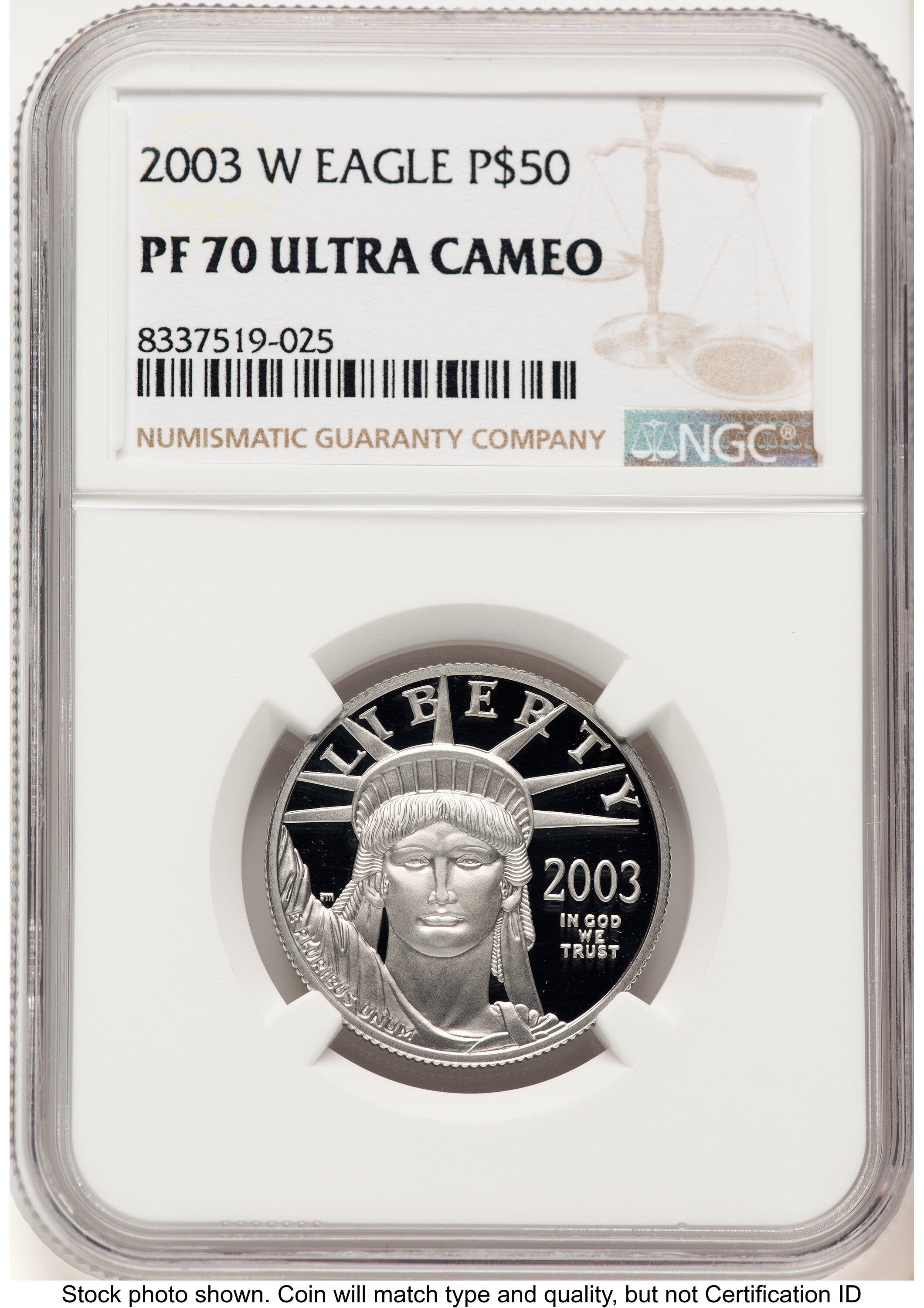2003-W Proof Platinum Eagle 1/2 oz Brown Label NGC PF70