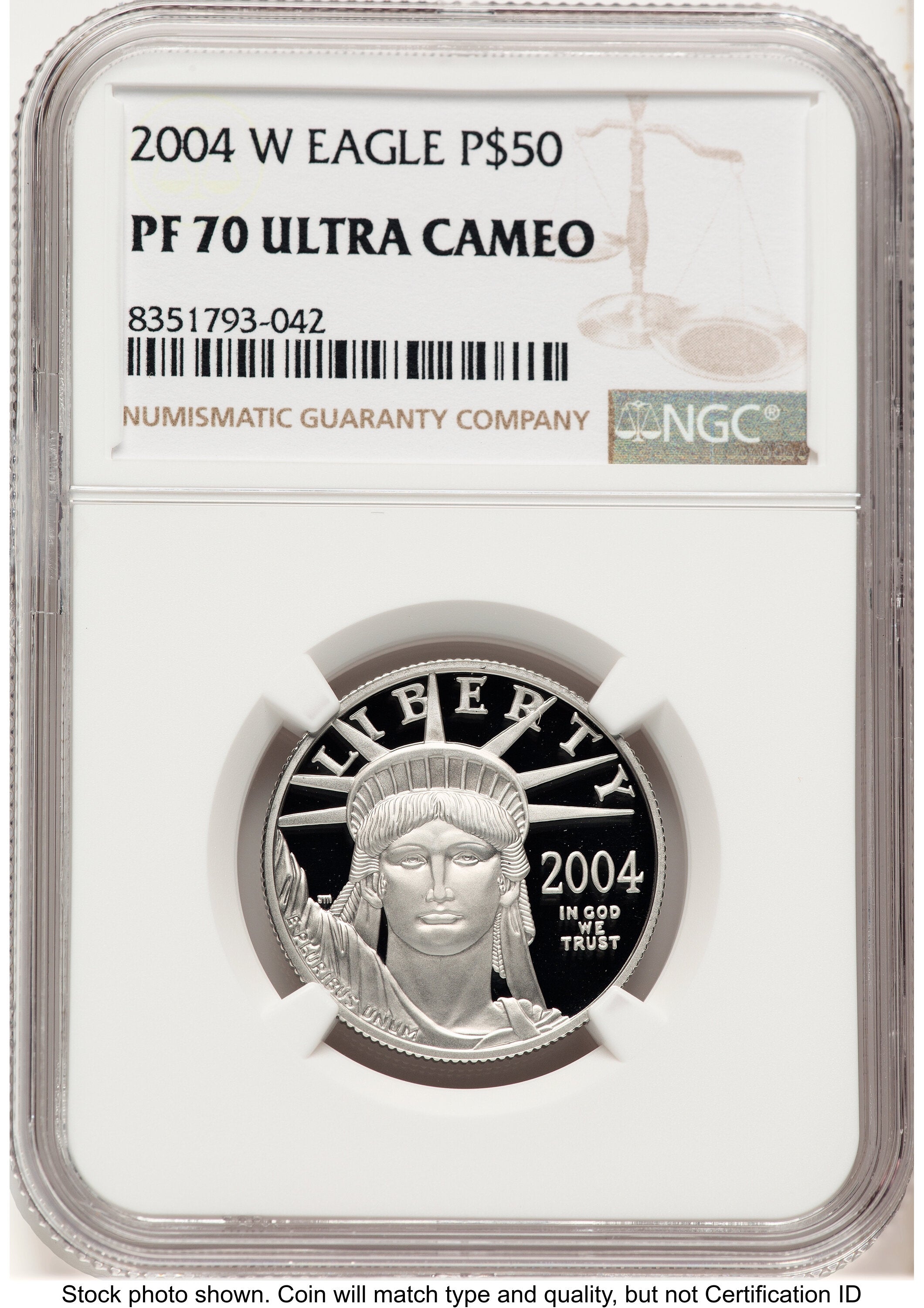 2004-W Proof Platinum Eagle 1/2 oz Brown Label NGC PF70